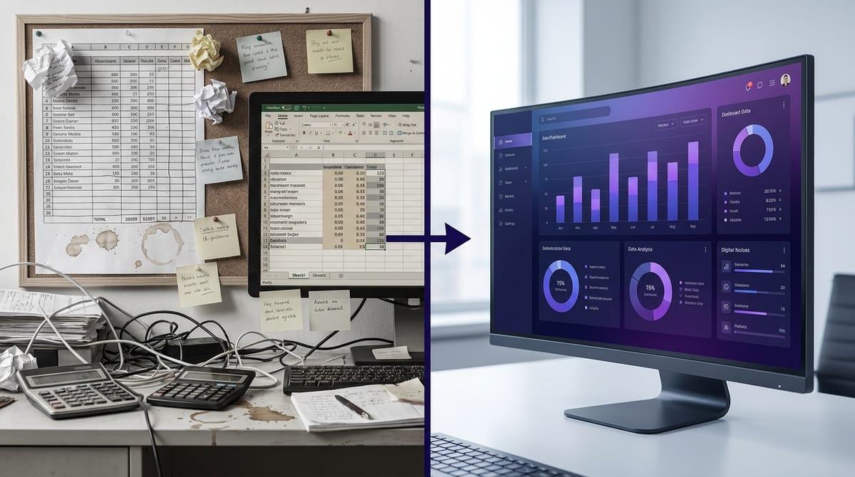 Vergleich: Manuelle Tabellenkalkulation vs. automatisiertes KI-Sichtbarkeits-Dashboard von Alexandrya.AI