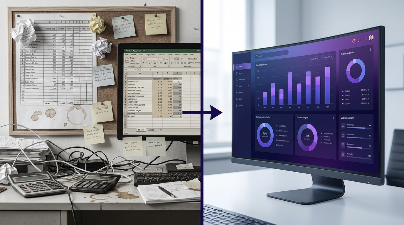 Vergleich: Manuelle Tabellenkalkulation vs. automatisiertes KI-Sichtbarkeits-Dashboard von Alexandrya.AI
